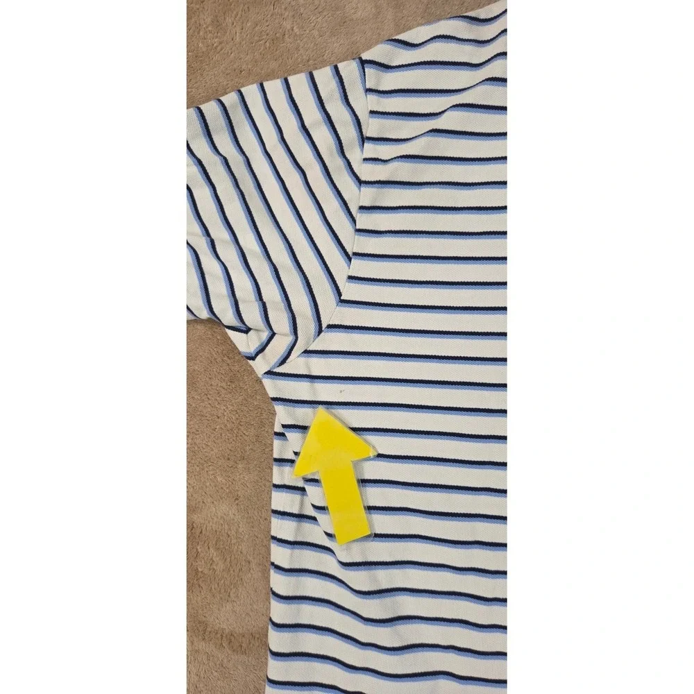 Vintage Polo Ralph Lauren Polo Shirt Mens size L white/Blue striped Cotton S/S